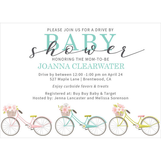 Bicycle Trio Baby Shower Invitations